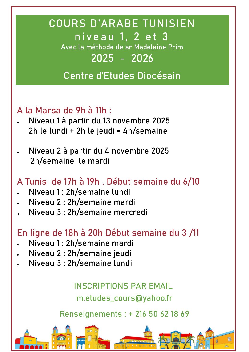 INTIATION A L’ARABE TUNISIEN 2025 – 2026
