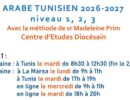 Programme d’initiation à la langue arabe tunisienne proposé par le Centre d’Etude Diocésain pour 2026-27